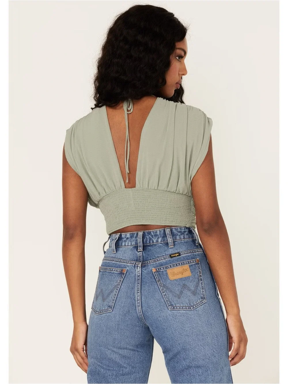 Free People Aria Sea Grass Ruched Blouse S